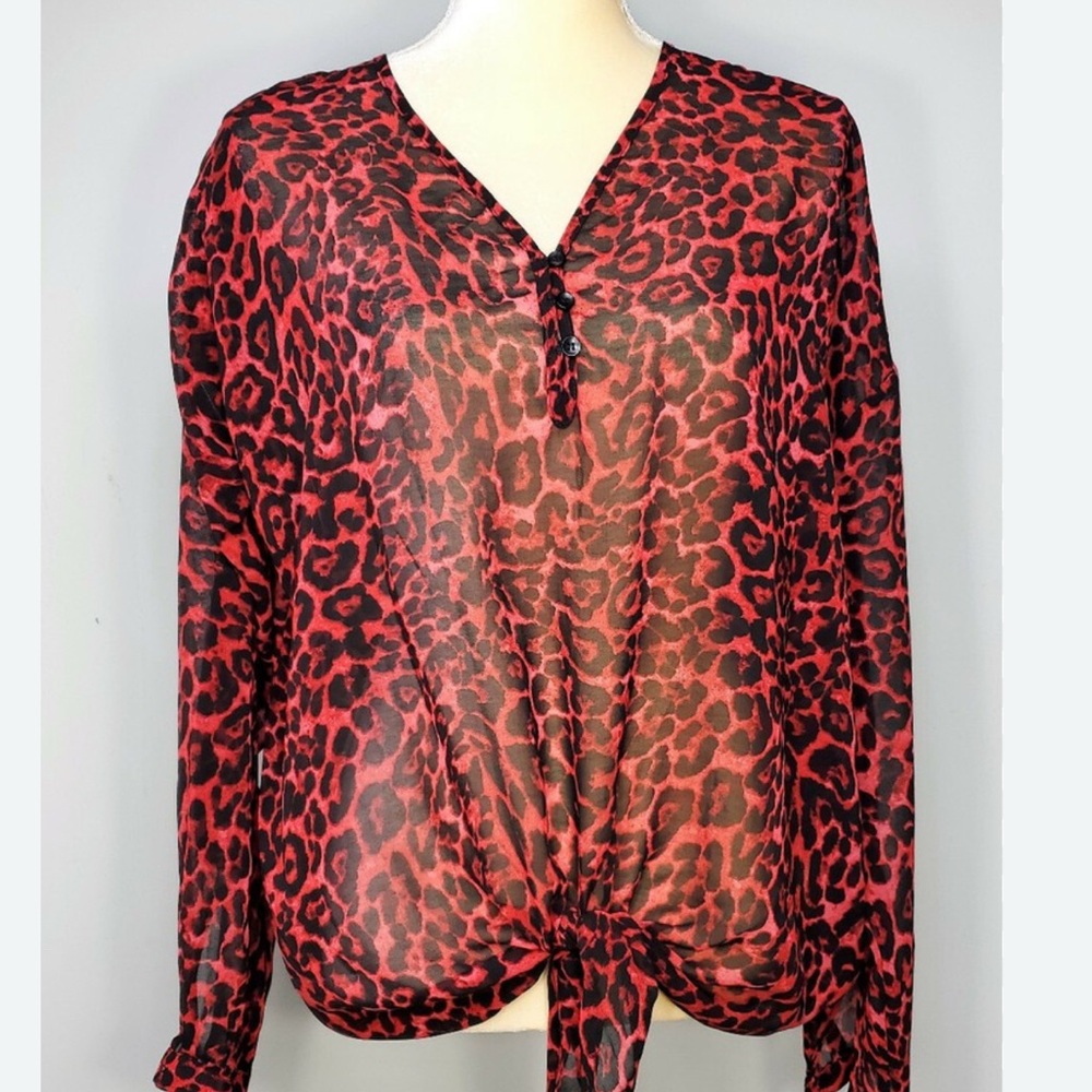 Stylish I Jeans By Buffalo Shirt Blouse Red Leopard Print